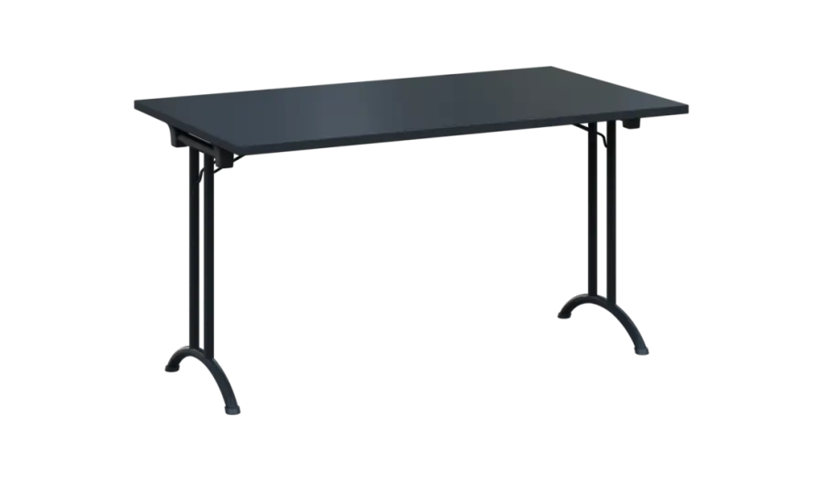 SLA 140 lak skládací jednací stůl 1394x800, deska 25 mm, podnož černý lak, deska antracit